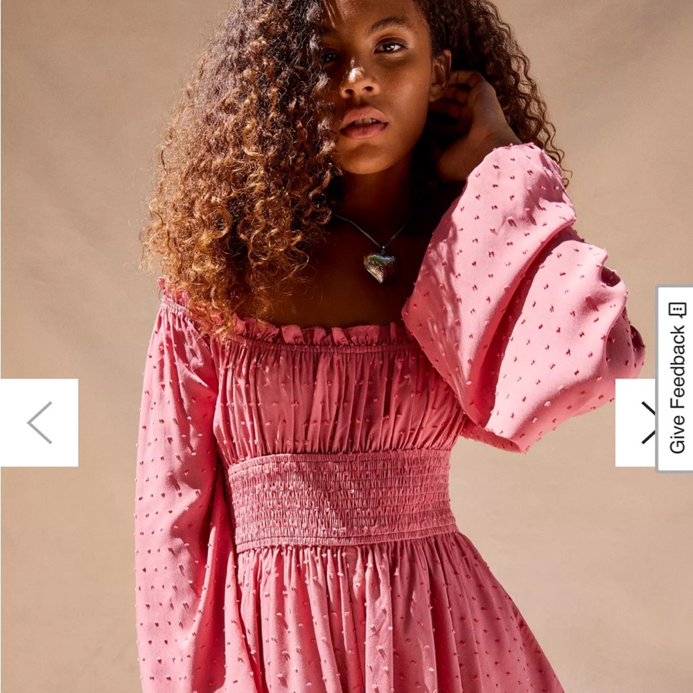 Urban Outfitters Pink Smocked Off-Shoulder Dress